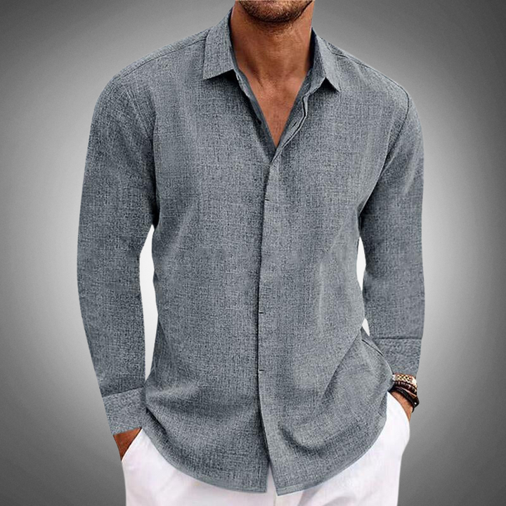 Men's Casual Long Sleeve Shirt Gray