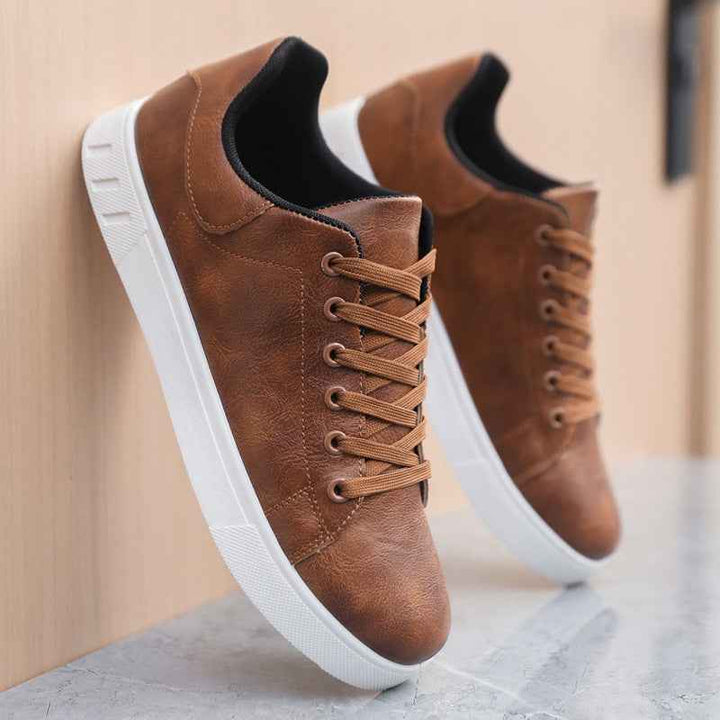 Robert | Stylish Faux Leather Sneakers for Men Brown