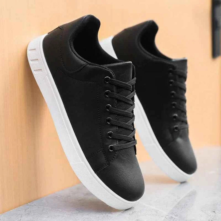 Robert | Stylish Faux Leather Sneakers for Men Black