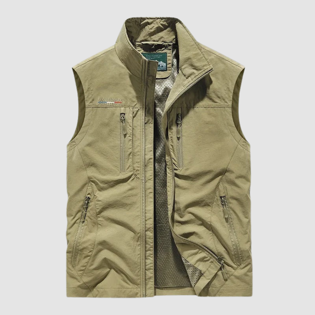 Men's Lightweight Breathable Outdoor Utility Vest Khaki