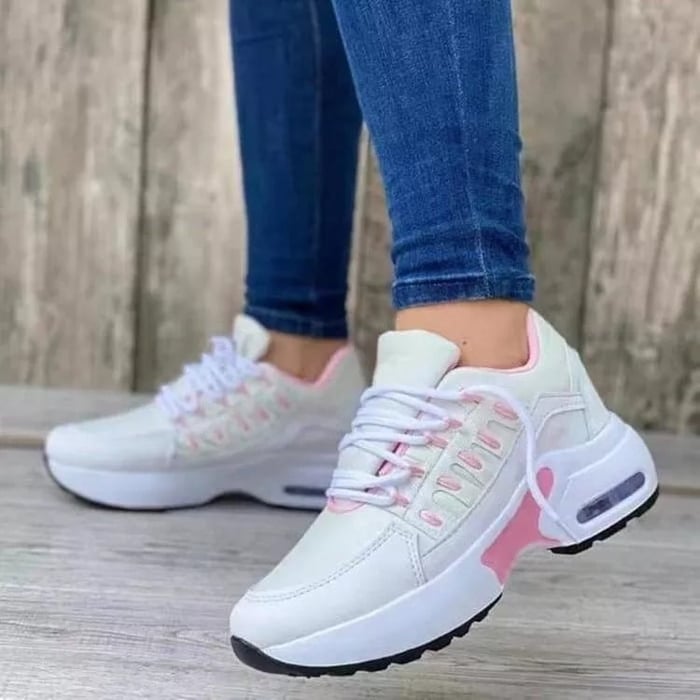 Comfortable Orthopedic Shoes for Women | OrthoFlex Style White Pink