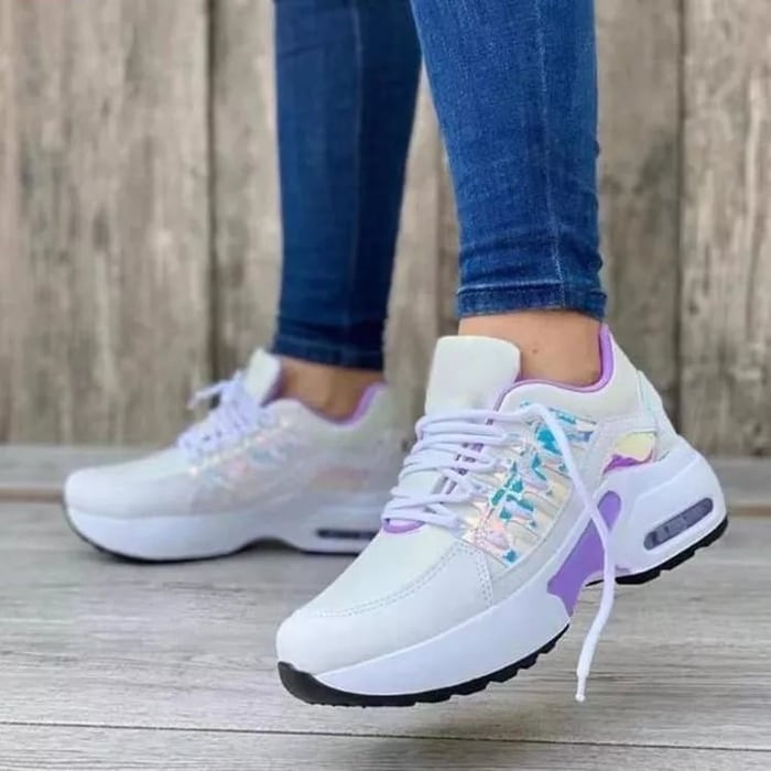 Comfortable Orthopedic Shoes for Women | OrthoFlex Style White Violet