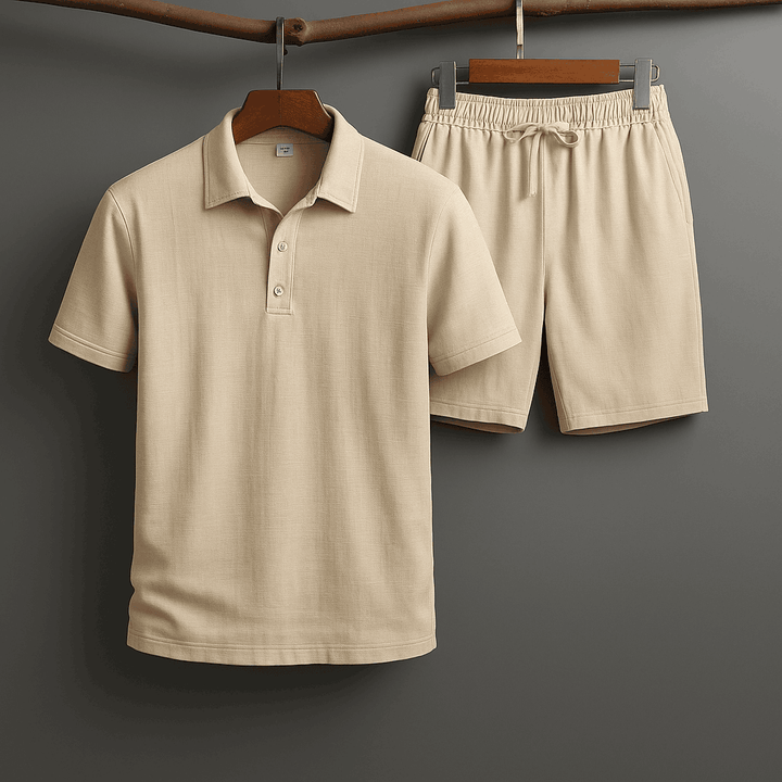 Oslo Linen Polo Outfit Sand