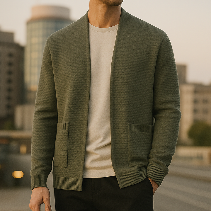 Oversized Knitted Cardigan for Men Khaki