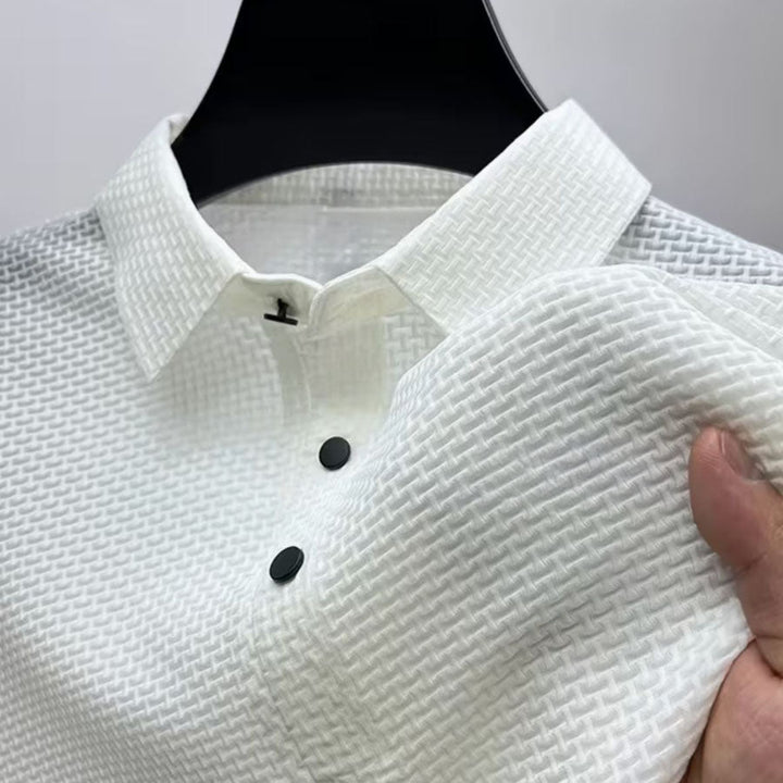 Men's Textured Knit Classic Fit Polo Shirt White