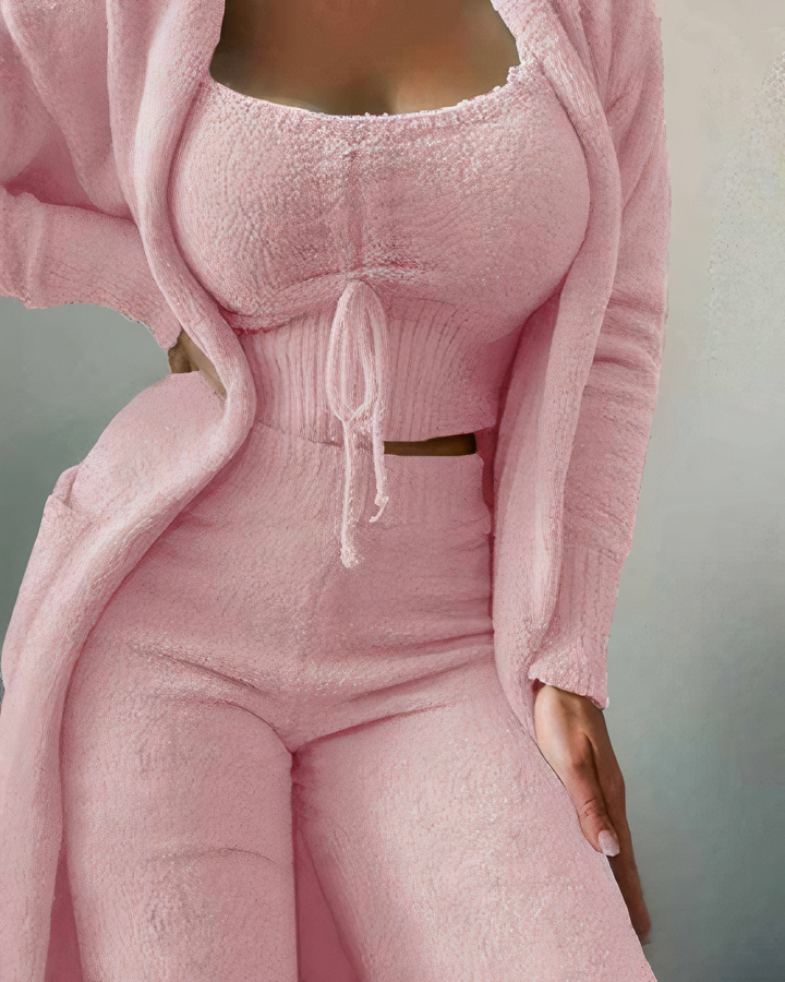 Women's Winter 3-Piece Jade Pajama Set Pink