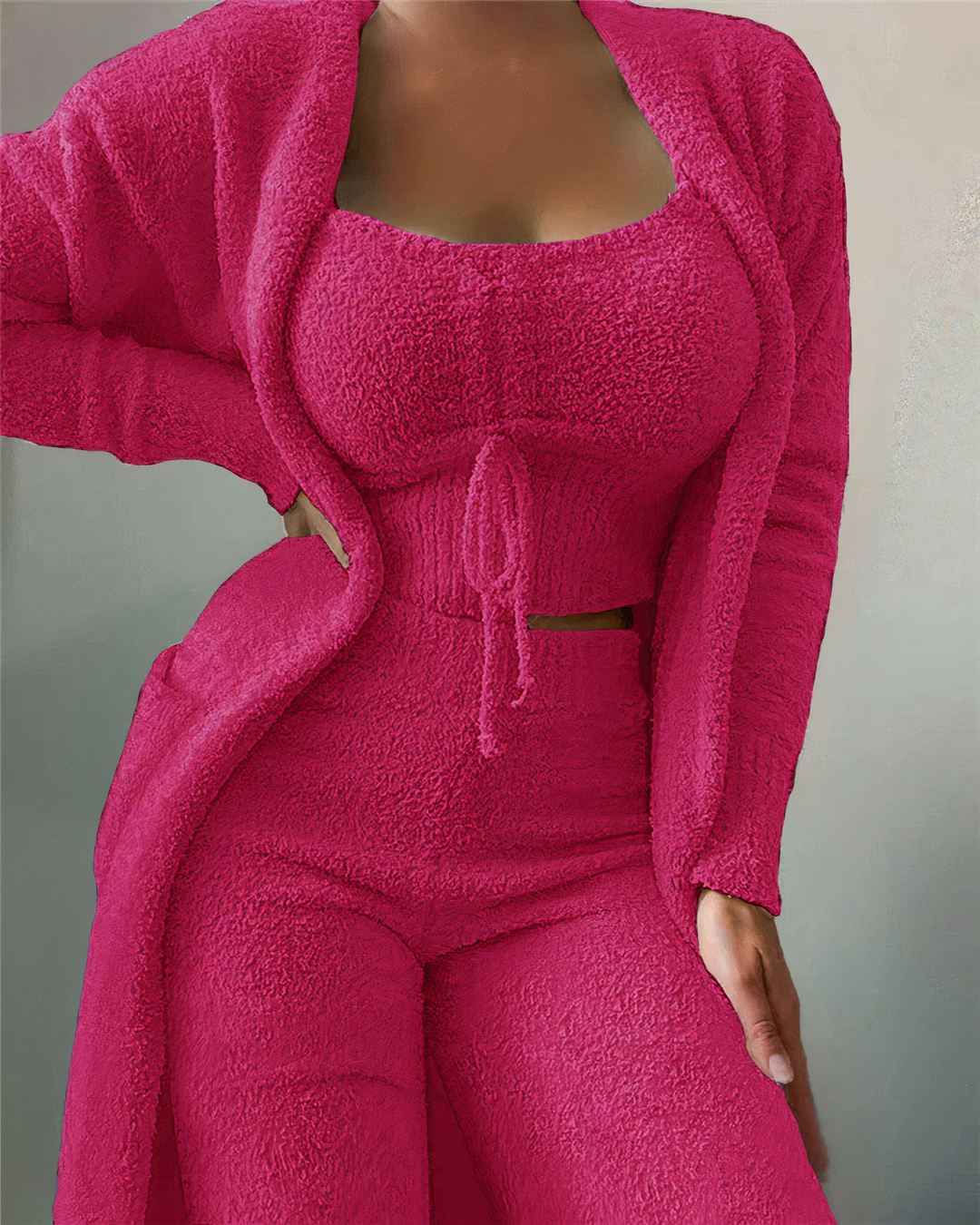 Women's Winter 3-Piece Jade Pajama Set Fuchsia