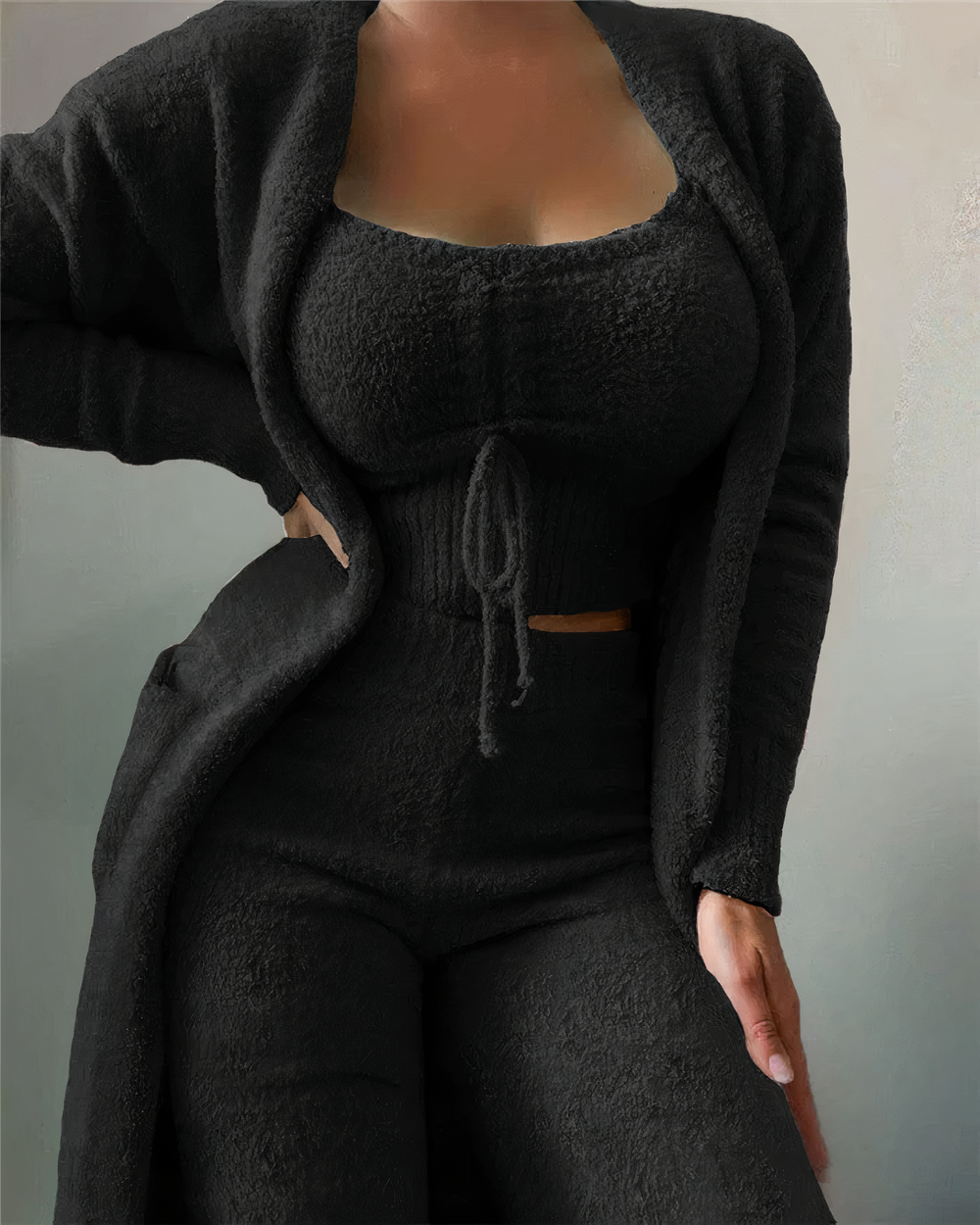 Women's Winter 3-Piece Jade Pajama Set Black