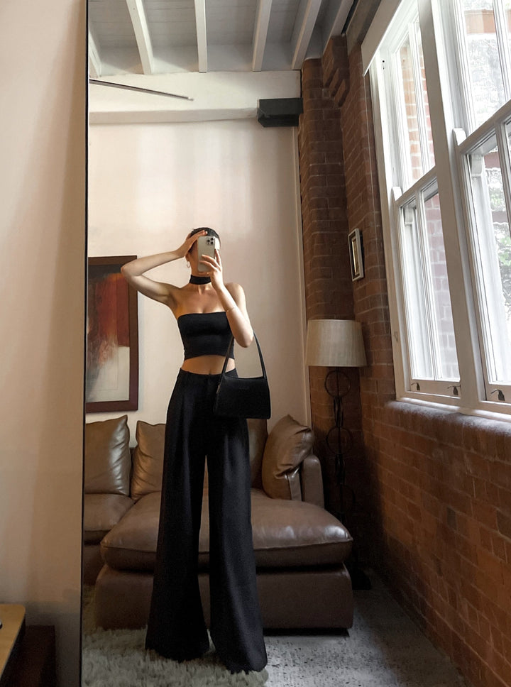 Mandi | Women's Black High Waist Palazzo Trousers