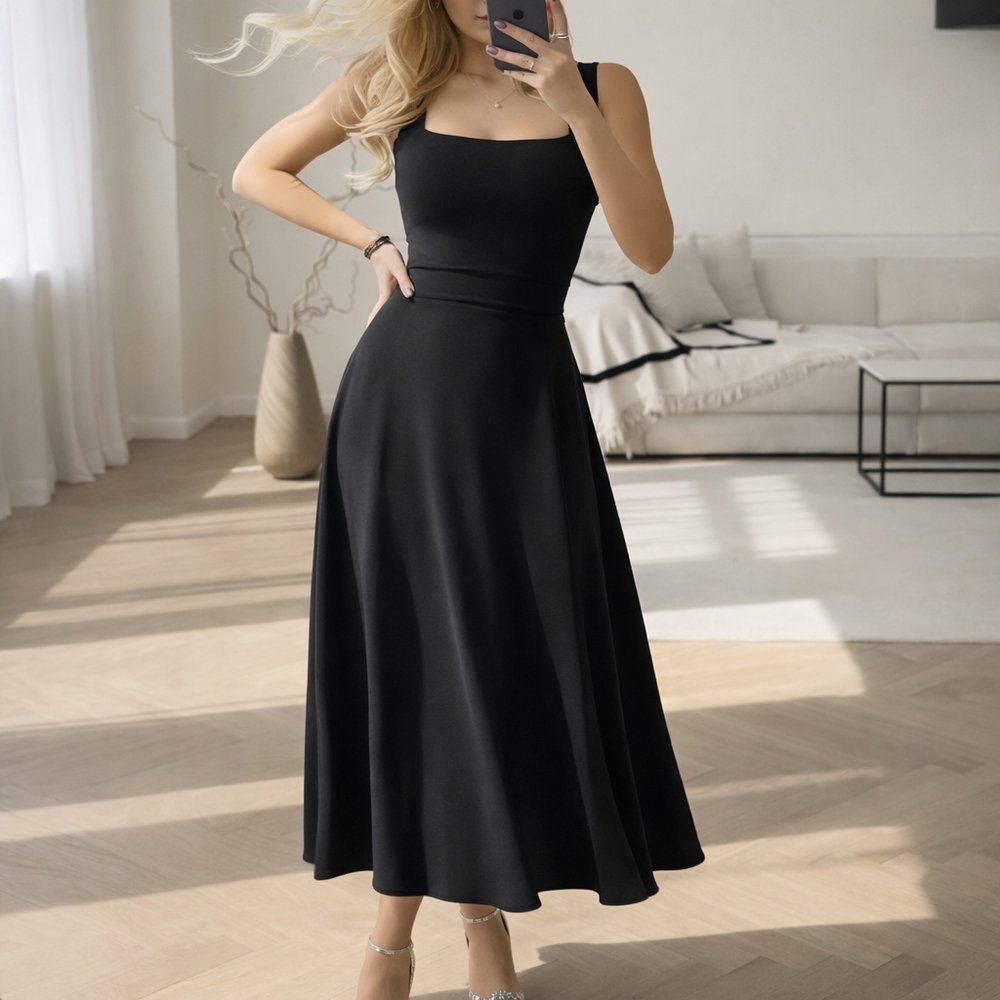 Palome | Women's Elegant Chiffon Dress Black