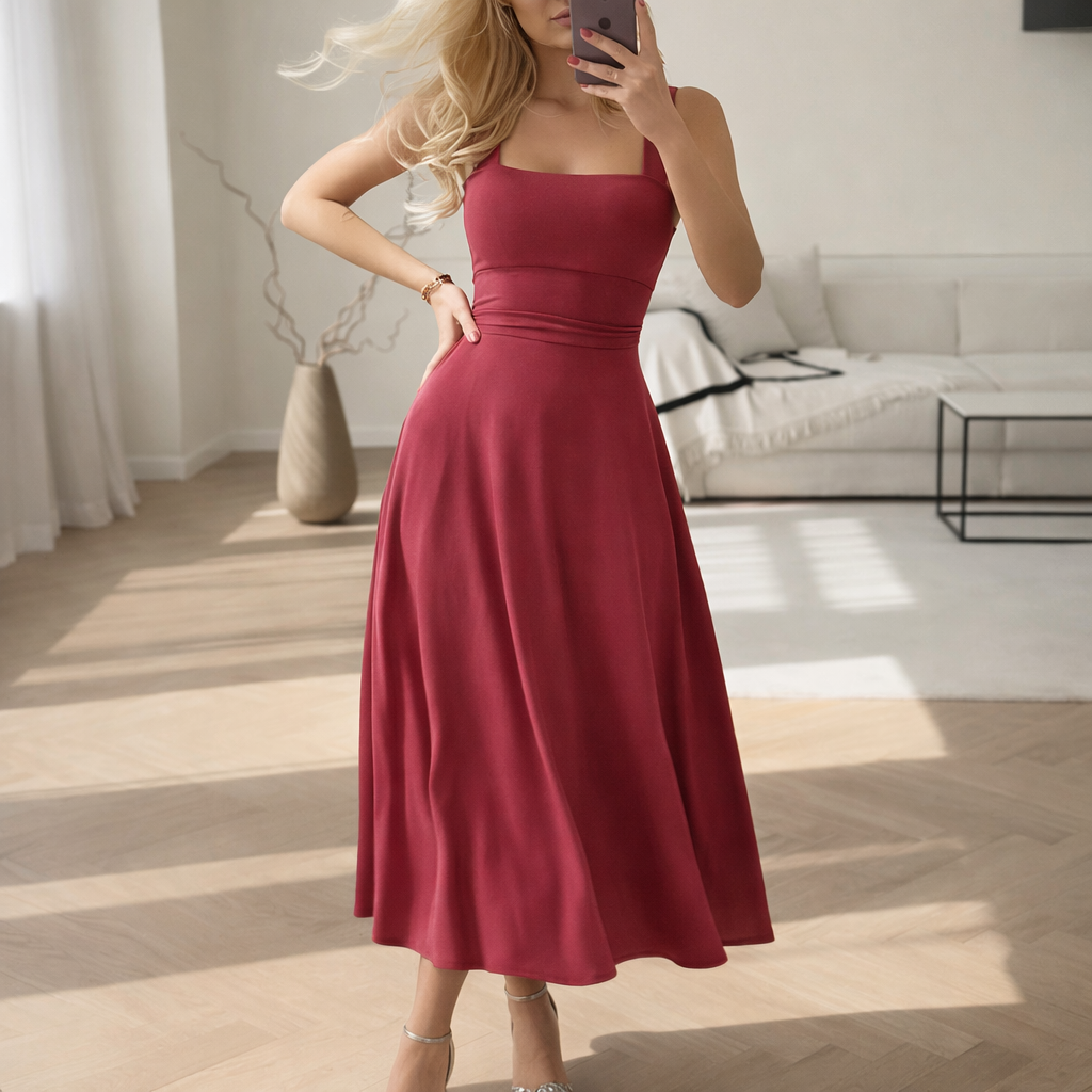 Palome | Women's Elegant Chiffon Dress Red