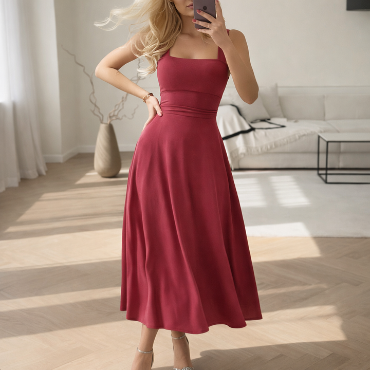 Palome | Women's Elegant Chiffon Dress Red