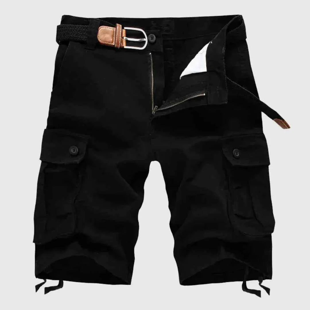 Men's Tactical Cargo Shorts with Belt Black