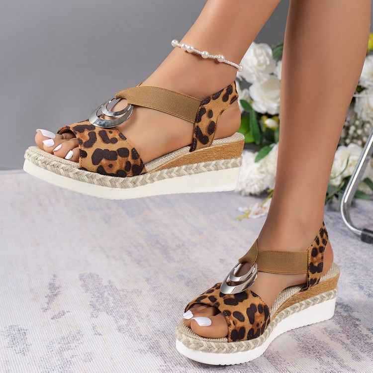 Platform Wedge Peep Toe Roman Sandals Dark brown