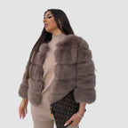 Women's Faux Fur Side Pockets Jacket Winter Essential Outerwear Grey
