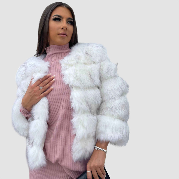 Plush Faux Fur Winter Jacket for Women - Cozy & Stylish Outerwear White