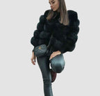 Women's Faux Fur Side Pockets Jacket Winter Essential Outerwear Black
