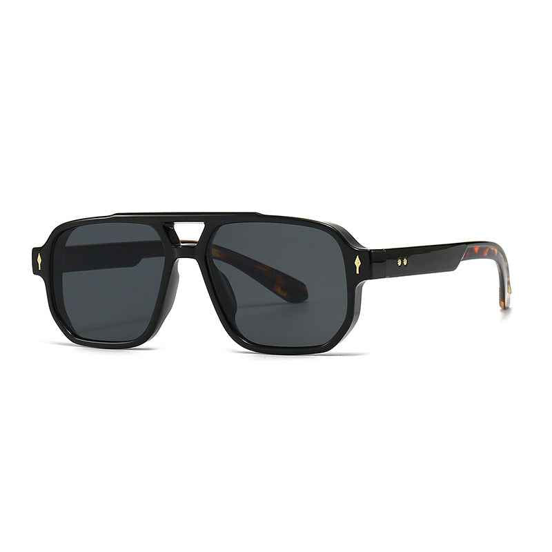 Polarized Horizon Sunglasses for UV Protection Black Gray Black Leopard