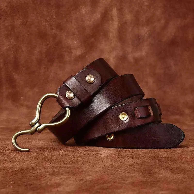 Premium Lancaster Leather Belt - Durable & Stylish Chestnut Brown