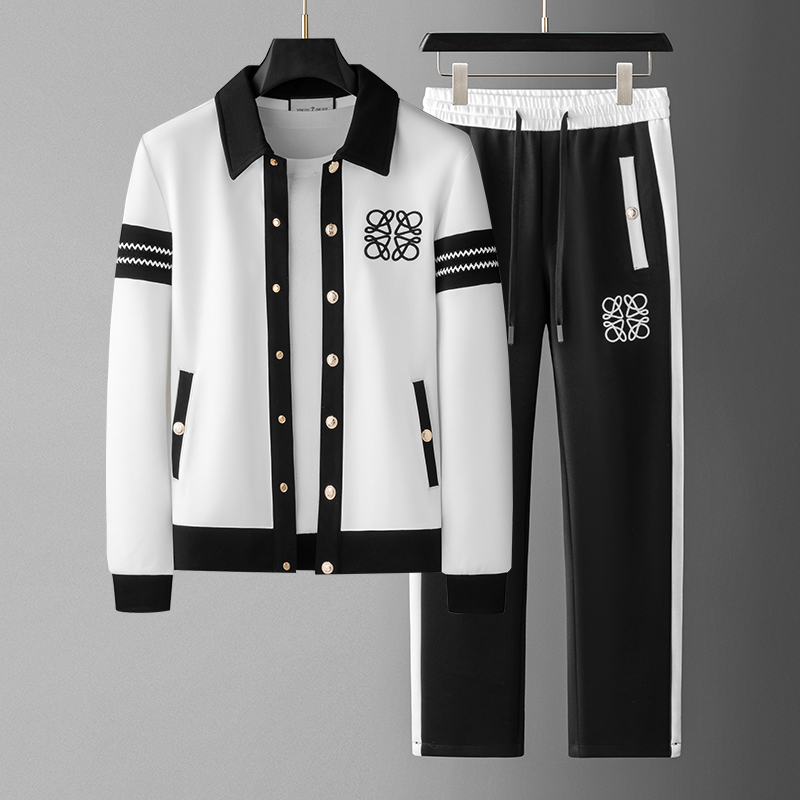 Premium Varsity Tracksuit Set for Ultimate Comfort Black White
