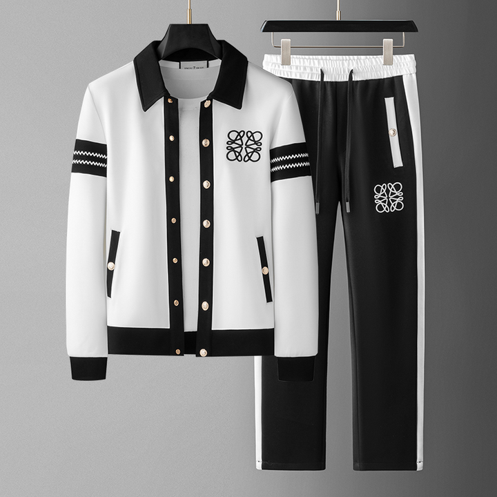 Premium Varsity Tracksuit Set for Ultimate Comfort Black White