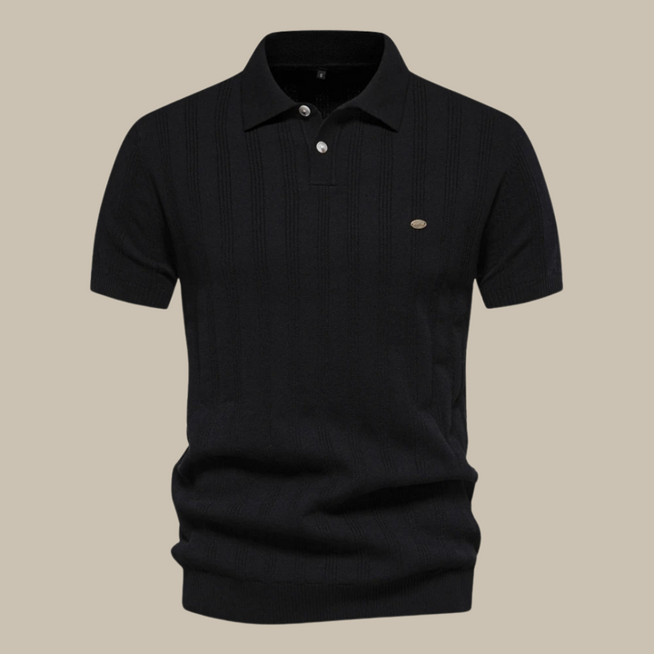 Men's Stylish Merino Wool Polo Shirt Black