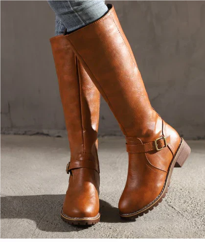 Fara | Women Knee High Boots Light Brown