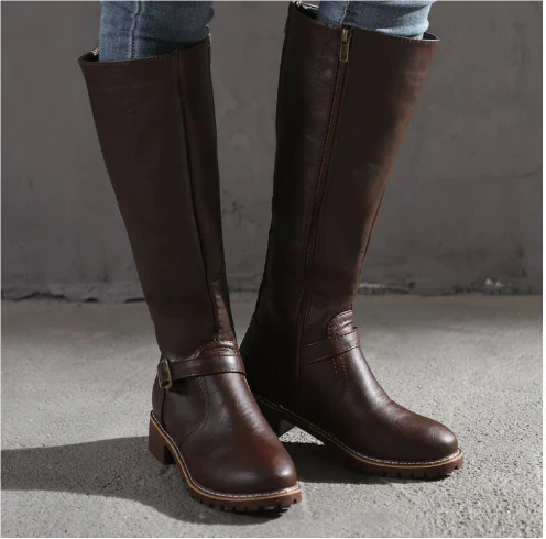 Fara | Women Knee High Boots Dark Brown