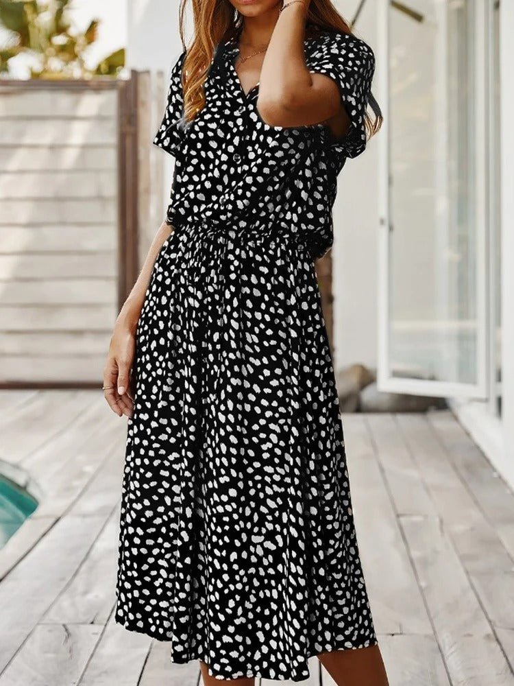 Elegant Lightweight Midi Summer Dress - Comfortable Style for Women Black