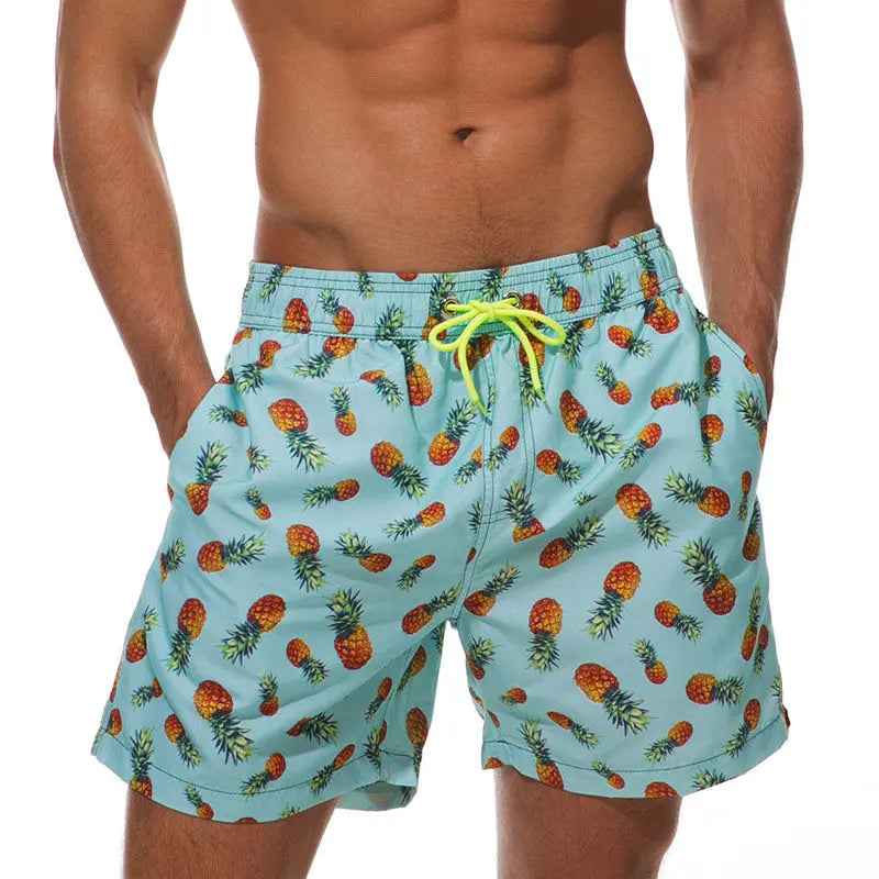 Men's Quick Dry Swimming Shorts - Everett Style Green (Pineapple)