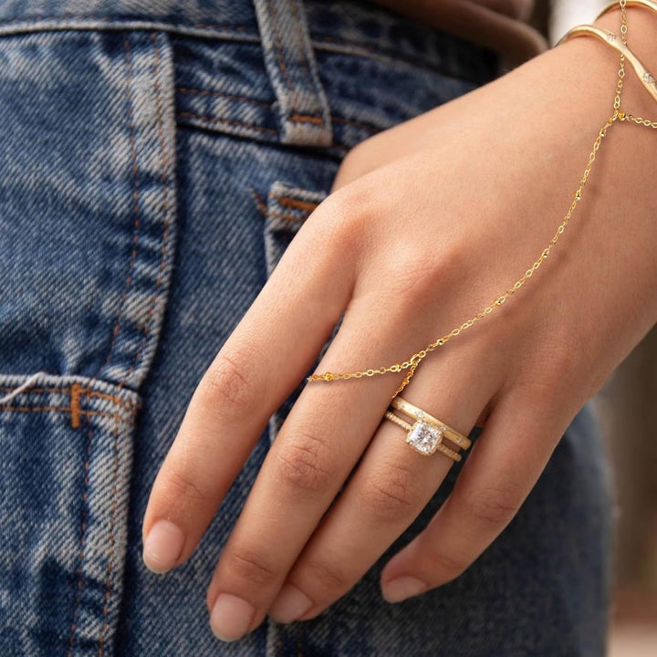 Quincy | Women's Gold Hand Chain and Bracelet Combo