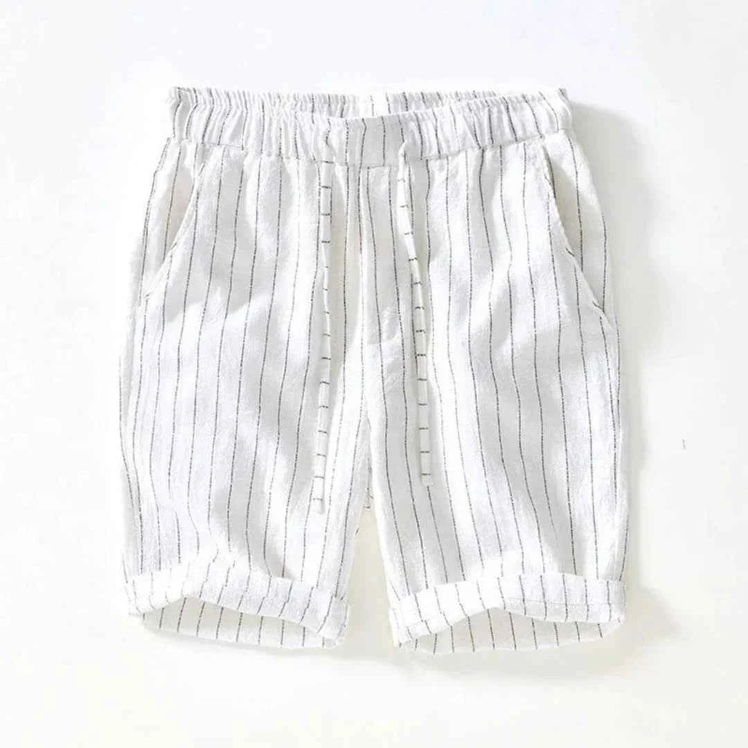 Men's Knee-Length Linen Shorts White
