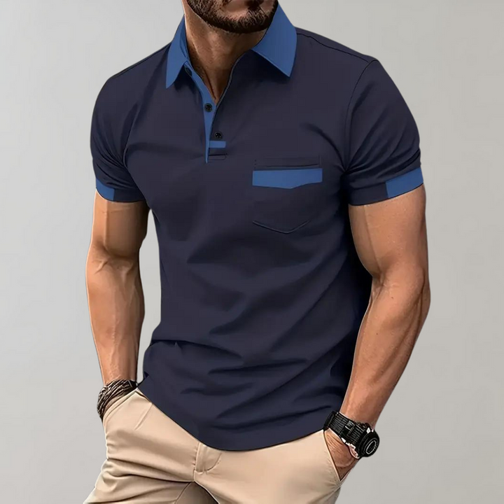 Men's Classic Casual Polo Shirt Navy Blue