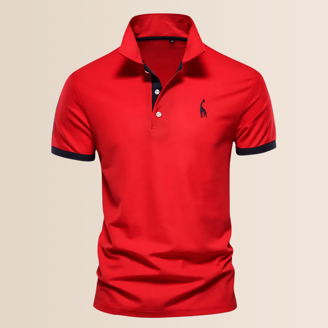 Men's Cotton Stand Collar Casual Polo Shirt Red
