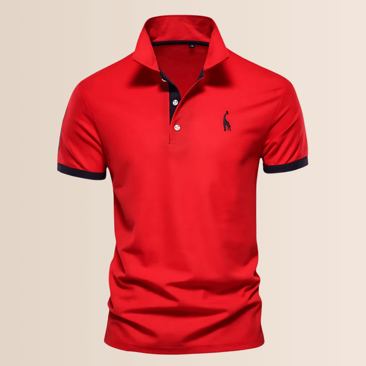 Men's Cotton Stand Collar Casual Polo Shirt Red