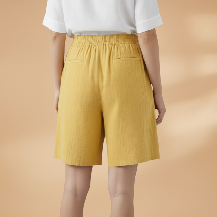 Women's Relaxed Linen Shorts with Elastic Waist and Drawstring