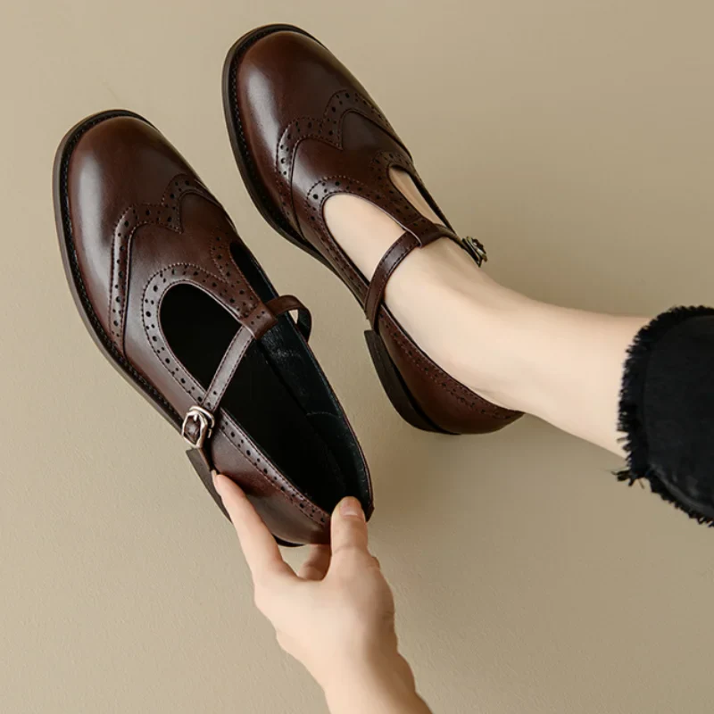 Retro Brogue Mary Jane Oxfords Women