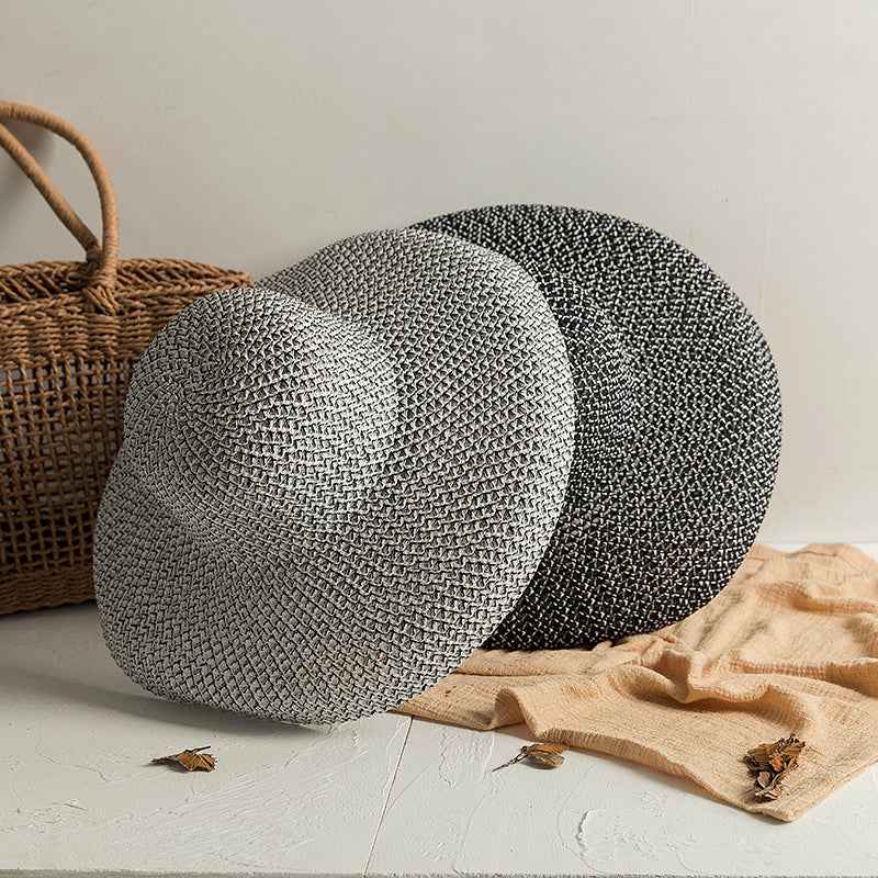 Retro Round Top Big Straw Hat Ladies Sun Hats Travel
