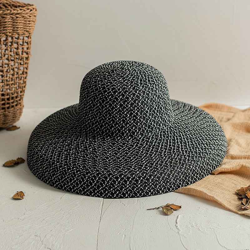 Retro Round Top Big Straw Hat Ladies Sun Hats Travel