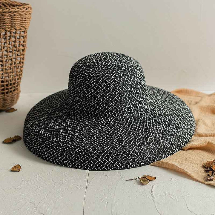 Retro Round Top Big Straw Hat Ladies Sun Hats Travel