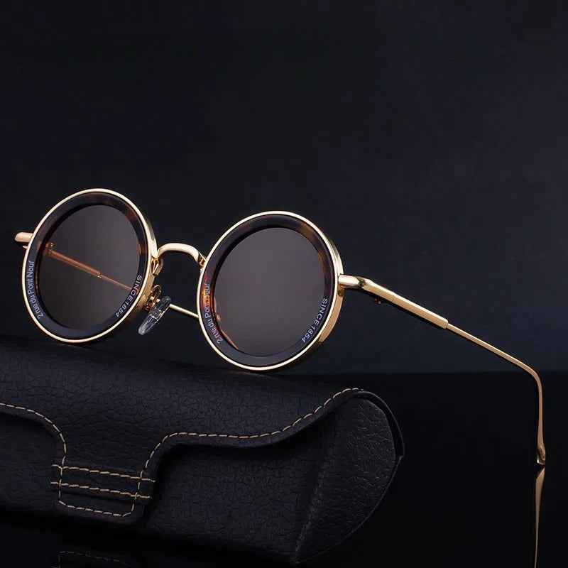 Retro Round Vintage Sunglasses Leopard & Brown Tint