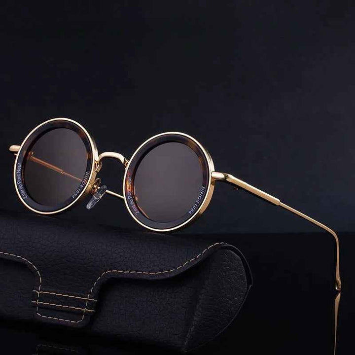 Retro Round Vintage Sunglasses Leopard & Brown Tint