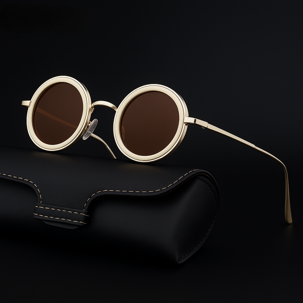 Retro Round Vintage Sunglasses White & Brown Tint