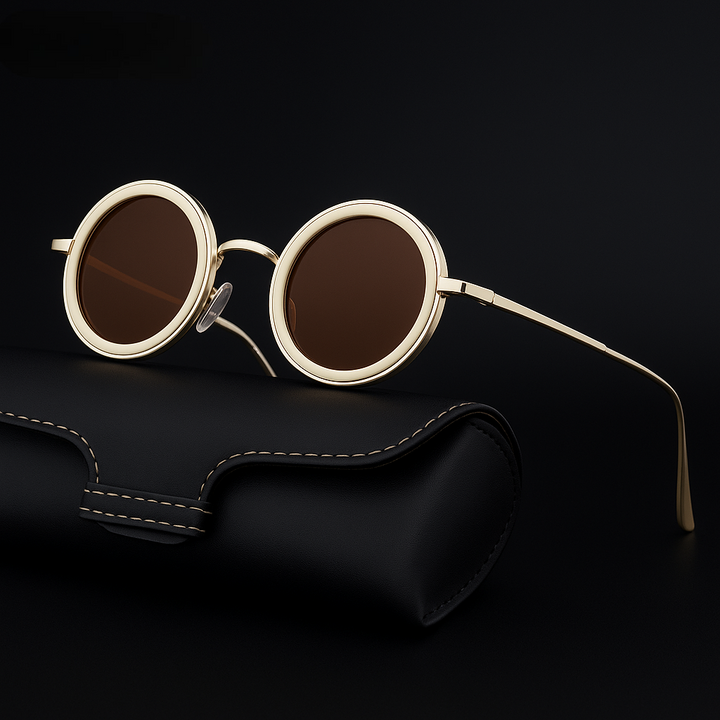 Retro Round Vintage Sunglasses White & Brown Tint