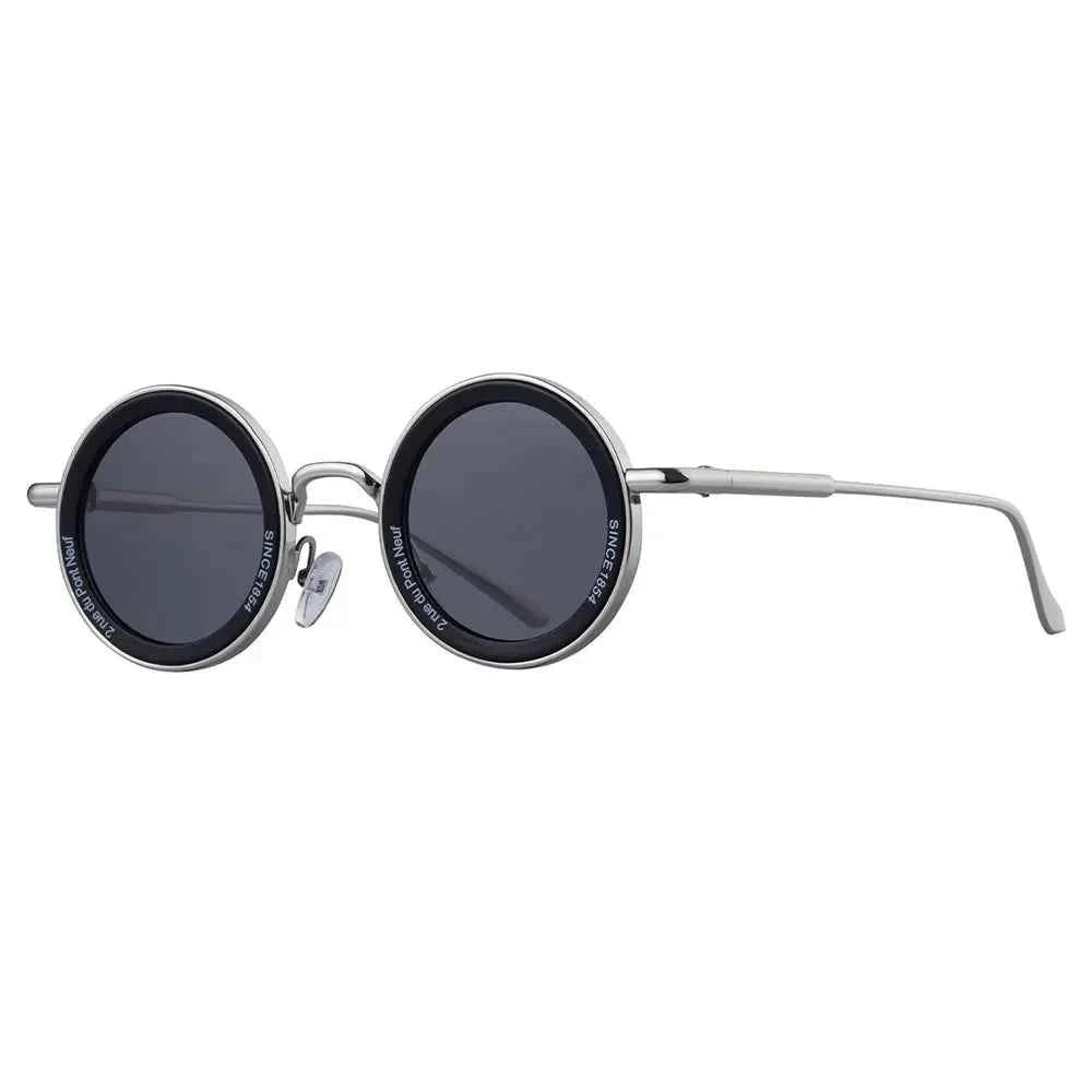 Retro Round Vintage Sunglasses Black & Black Tint