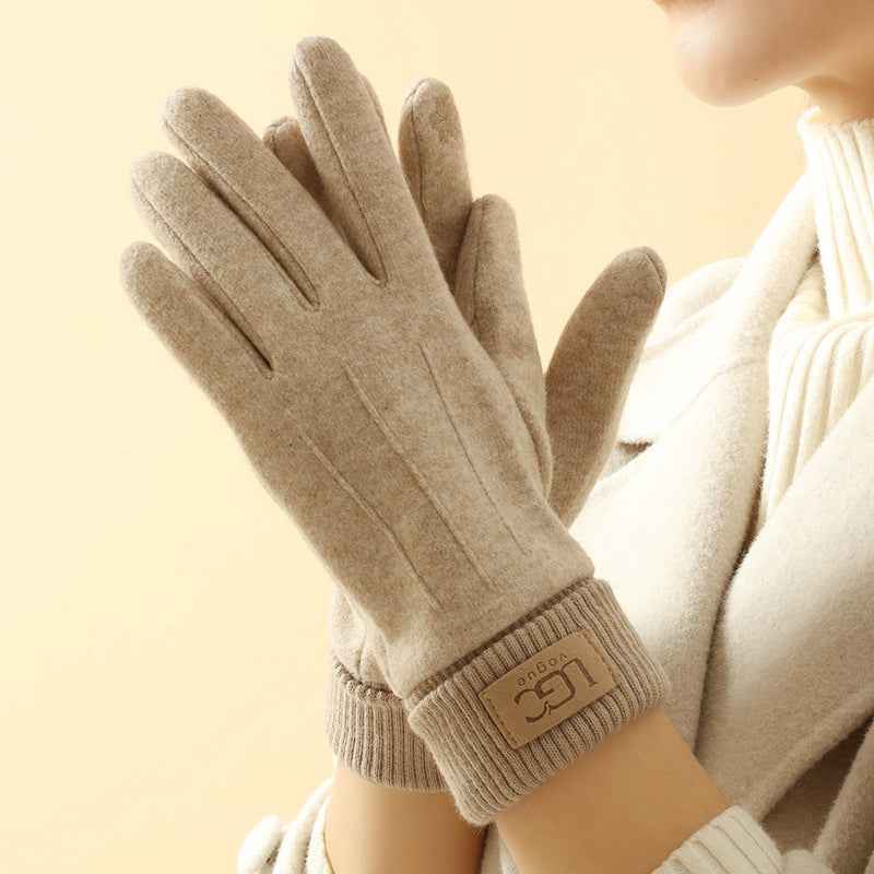 Ribbed Cuff Wrist-Length Snug Fit Gloves