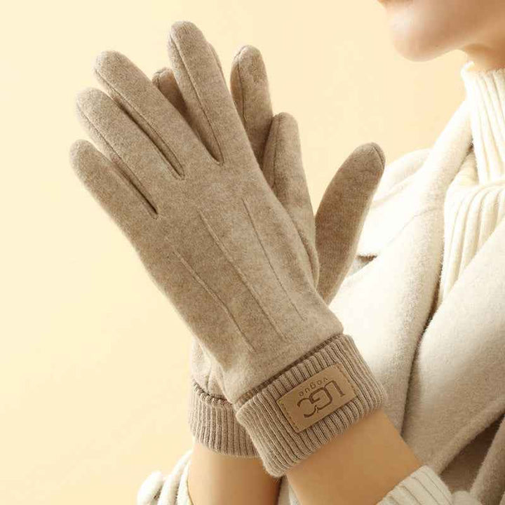 Ribbed Cuff Wrist-Length Snug Fit Gloves
