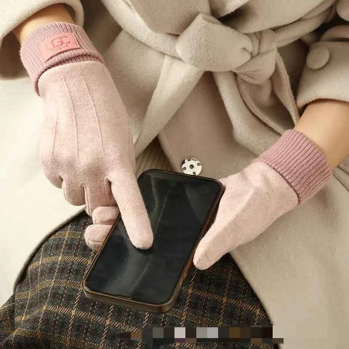 Ribbed Cuff Wrist-Length Snug Fit Gloves