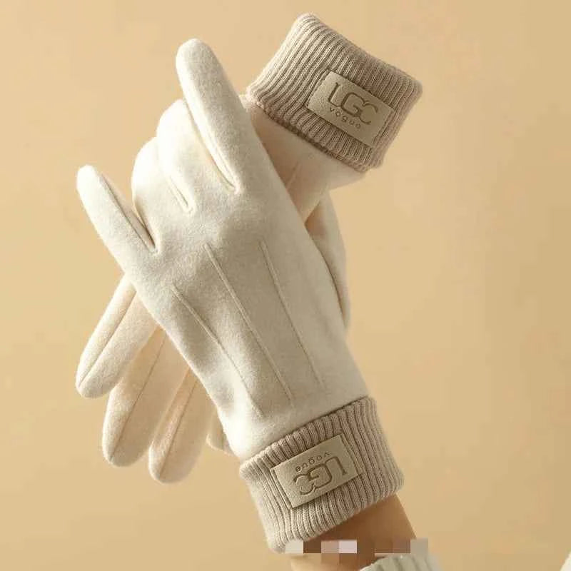 Ribbed Cuff Wrist-Length Snug Fit Gloves