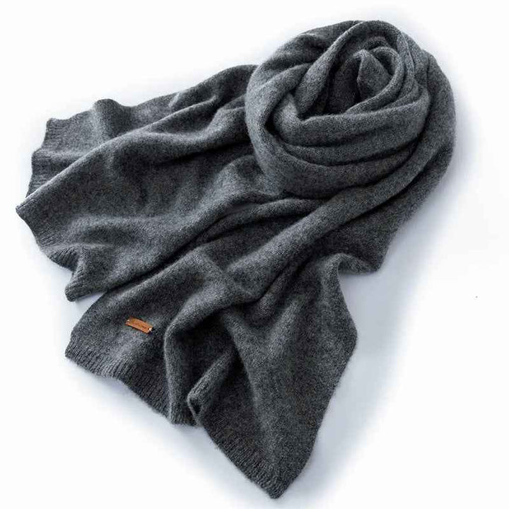 Ribbed Long Draped Scarf | Solid Color Design Gray One Size
